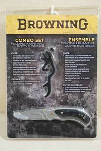 lot 95 image: Browning Folding Knife and Bottle Opener Combo Set