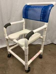 lot 37 image: MSRP $250 MJM Over The Toilet Commode Mesh Bath Shower Chair - Excellent Condition