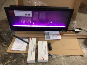 42 in. Wall Mount Electric Fireplace in Black by Home Decorators Collection Customer Returns See Pictures