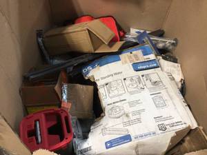 Gaylord of assorted hardware,Small Housewares and Misc. Items Various Models Conditions and Sizes See Pictures