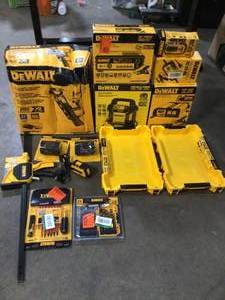 Lot of Assorted Dewalt indooroutdoor Tools  Various Conditions Not Tested See Pictures
