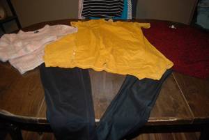 3 tops and 2 active wear bottoms si...