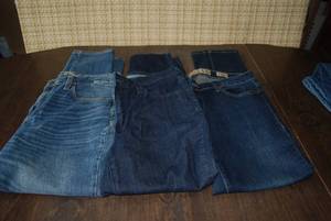 3 pair size 8 inseam 27 jeans, chec...