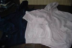 2 hoodies, light pink is a large, d...