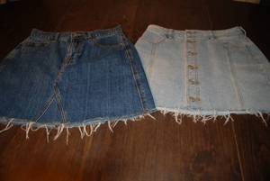 2 jean skirts size 2...