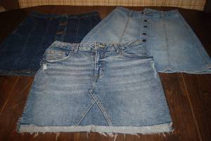 3 jean skirts size 6...