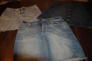 3 jean skirts size 4...