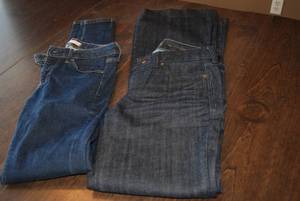 1 pair size 0 inseam 32, 1 pair siz...