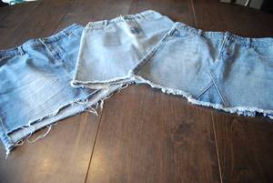 3 jean skirts size small...