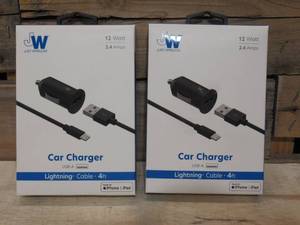 lot 13 image: (2-PACK) Just Wireless 2.4A12W 1-Port USB-A Car Charger with 4ft TPU Lightning to USB-A Cable (2-PACK)