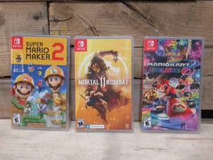 lot 49 image: 3 Pack Nintendo Switch Games - Super Mario Maker 2Mortal Kombat IIMarioKart 8 Deluxe