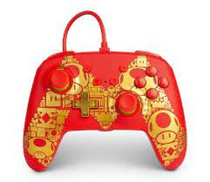 lot 20 image: PowerA Enhanced Wired Controller for Nintendo Switch - Mario Golden M - Red