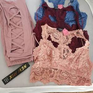 3-Lace Bralettes Size S, Blush Pink Leggings Size S (All With Tags)
