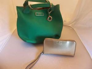 Green DKNY Handbag, Kate Spade Gold Wristlet