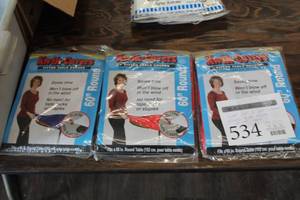 lot 534 image: Lot of (3) Kwik-Covers Plastic with Elastic 60 Round Fitted Table Cover