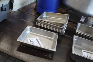 lot 513 image: Lot of (5) 4-Quart Half-Size Stainless Steel Chafing Pan