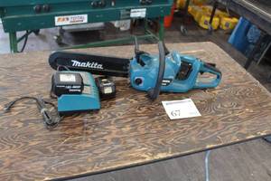 lot 67 image: Makita XCU03 36V 16 Chainsaw, Batteries (x2), Charger