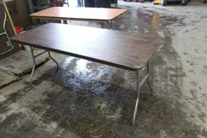 lot 1377 image: Wood TopMetal Frame 6 Folding Conference Table