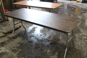 lot 1381 image: Wood TopMetal Frame 6 Folding Conference Table