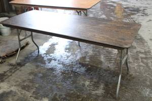 lot 1441 image: Wood TopMetal Frame 6 Folding Banquet Table