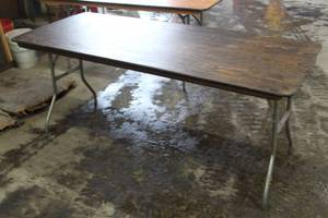 lot 1445 image: Wood TopMetal Frame 6 Folding Banquet Table