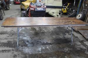 lot 1373 image: Wood TopMetal Frame 8 Folding Banquet Table