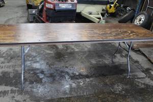 lot 1425 image: Wood TopMetal Frame 8 Folding Banquet Table