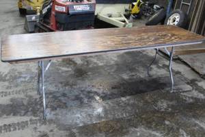 lot 1429 image: Wood TopMetal Frame 8 Folding Banquet Table