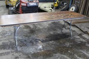 lot 1485 image: Wood TopMetal Frame 8 Folding Banquet Table
