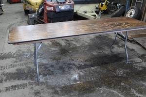 lot 1489 image: Wood TopMetal Frame 8 Folding Banquet Table
