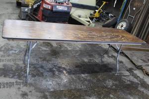 lot 1493 image: Wood TopMetal Frame 8 Folding Banquet Table