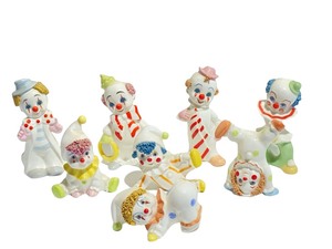 Enesco Bone China Clown Figurine Set