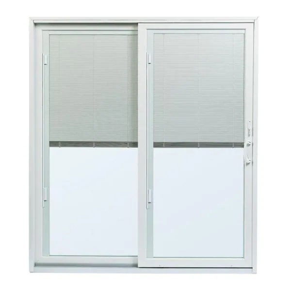 lot 54 image: Andersen 70-12 in.x79-12 in. 200 Series White Left-Hand Perma-Shield Gliding Patio Door with Built-In Blinds and White Hardware