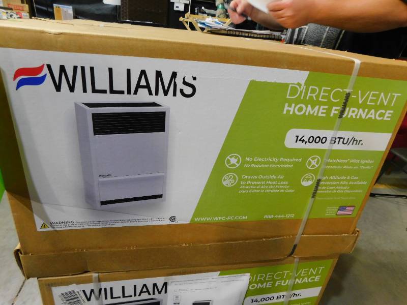lot 53 image: NEW - Williams Direct-Vent Gravity Wall Heater 14,000 BTUH, 65% AFUE, Natural Gas