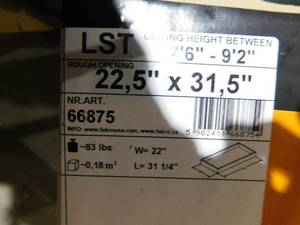 lot 63 image: Fakro LST 9 ft. 2 in., 22.5 in. x 31 in. Insulated Steel Scissor Attic Ladder with 350 lb. Load Capacity Not Rated