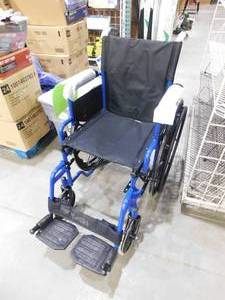 lot 72 image: Drive Medical Blue Streak Wheelchair with Flip Back Desk Arms, Elevating Leg Rests, 16 Inch Seat