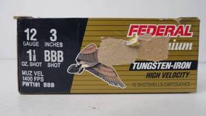 12 ga - 3 - 1 18 oz - BBB shot - Federal  - 10 Rounds