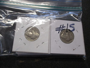 15. Lot of 10 Buffalo Nickels - Carded and Labeled - 20-P, 25-P, 27-P, 28-P, 29-P, 30-P, 34-P, 35-D, 36-P, 37-P