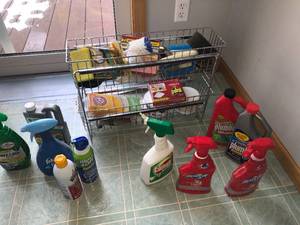 Cleaning supplies and Power steamer