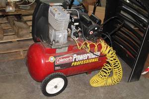lot 722 image: Coleman CP0502013 Powermate Professional 20-Gallon Wheeled Air Compressor