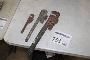lot 758 image: Lot of (3) Pipe Wrenches