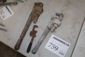 lot 759 image: Lot of (3) Pipe Wrenches