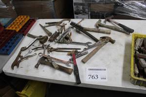 lot 763 image: Lot of (24) Hand Tools - Hammers, Wrenches, Pliers
