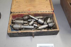 lot 865 image: Lathe Live Centers, Punch Bits, Wood Box