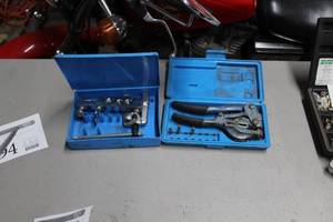 lot 884 image: Imperial Eastman Tubing Tool Kit, Robert Whitney No. 5 JR Hand Punch, Plastic Case