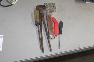 lot 575 image: Lot of (5) Hand Tools - Screwdrivers, Pliers, Stapler