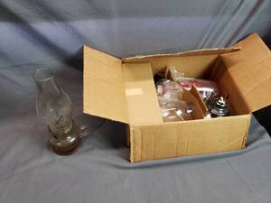 Old Glass Oil Lamp, Modern Tin Oil Lamp