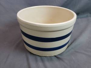 Small Crock with Blue Stripes