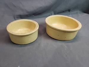 2 Smaller Yellow Crocks  Bowls