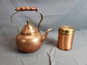 Copperware Tea Pot and Canister
